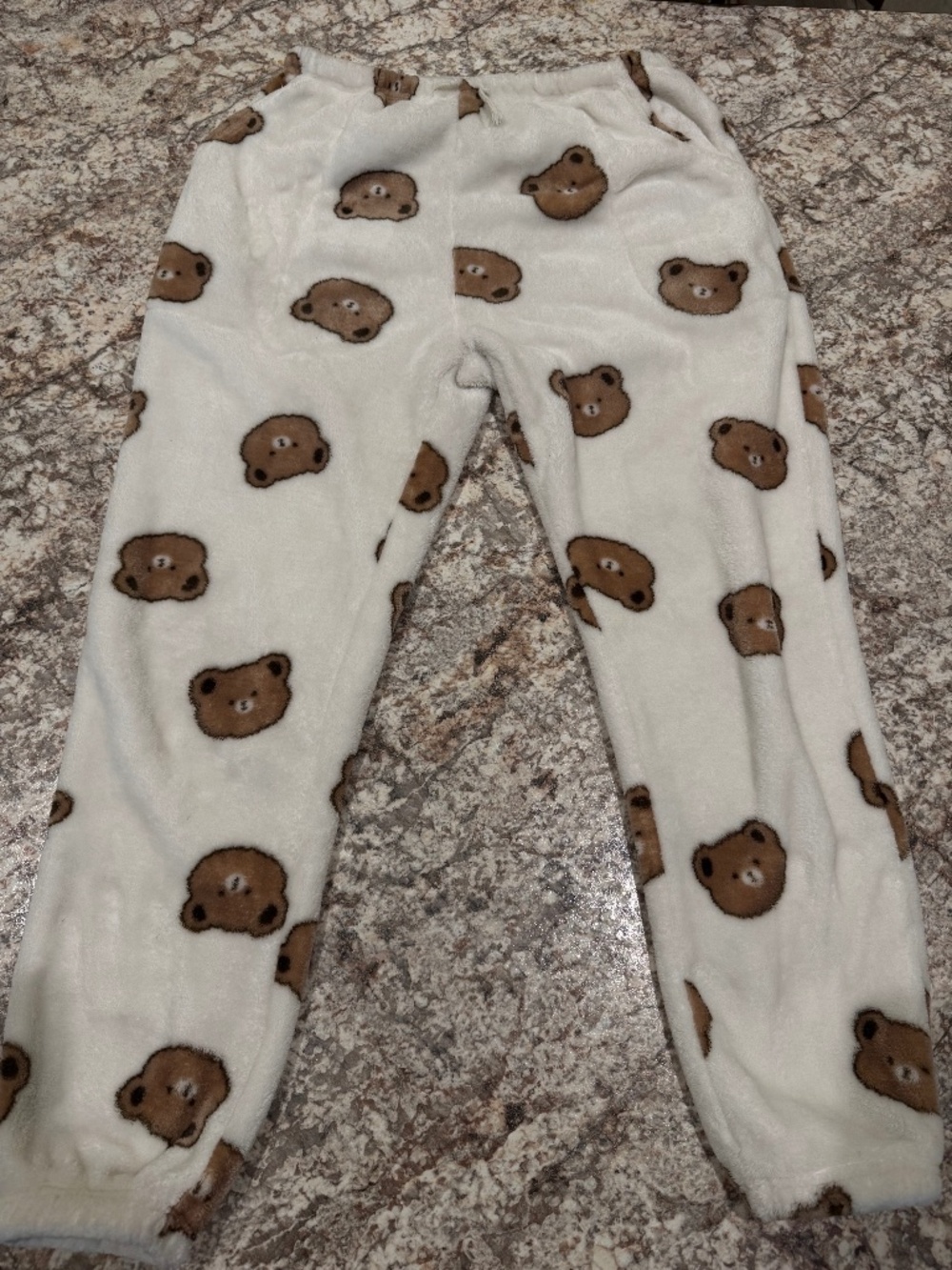 Teddy Bear Fuzzy Soft Pajama Pants White Women Large